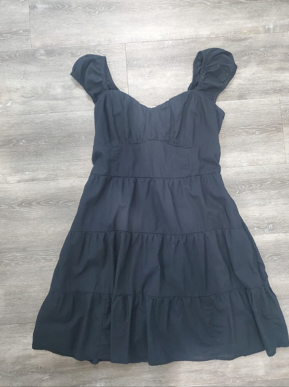 Hollister Black Tiered Puff-Sleeve Mini Dress